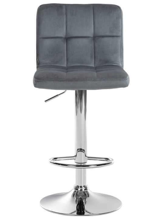 Tabouret de bar Peru velours chrome, gris foncé