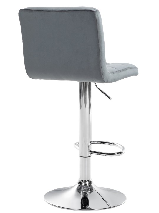 Tabouret de bar Peru velours chrome, gris foncé