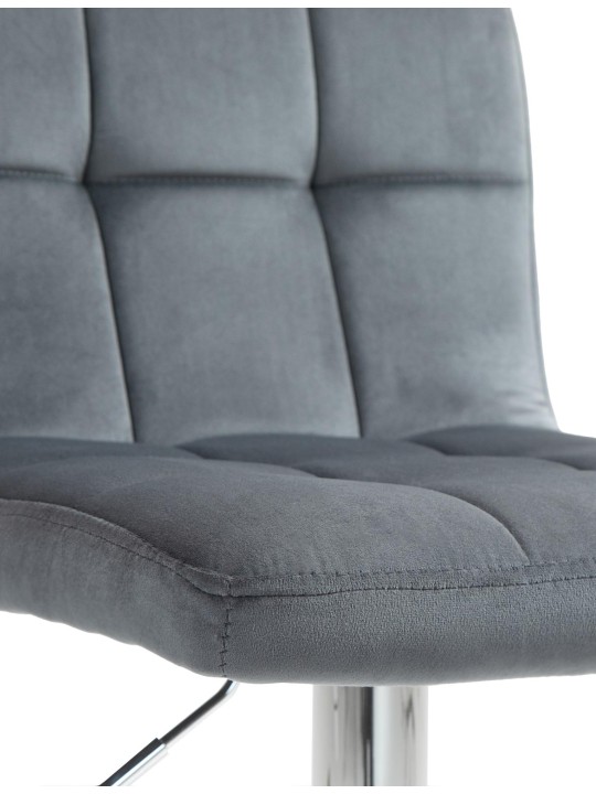 Tabouret de bar Peru velours chrome, gris foncé