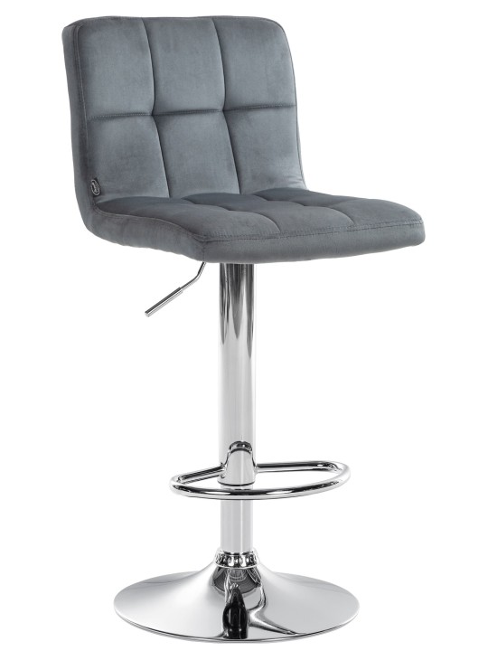 Tabouret de bar Peru velours chrome, gris foncé