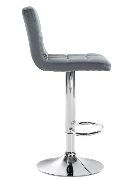 Tabouret de bar Peru velours chrome, gris foncé