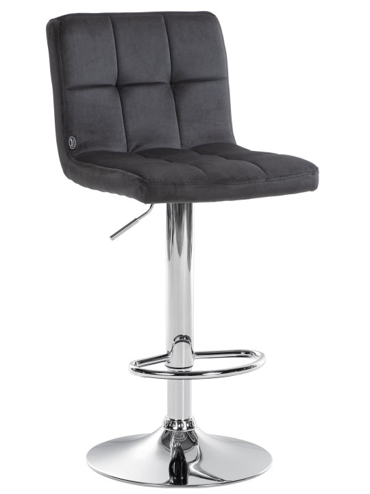 Tabouret de bar Peru velours chrome, noir Tabouret de bar Peru velours chrome, noir