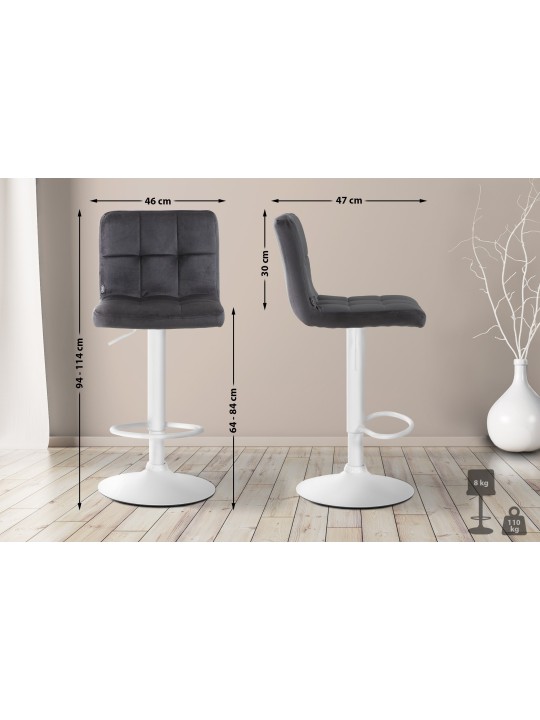 Tabouret de bar velours Pérou, noir