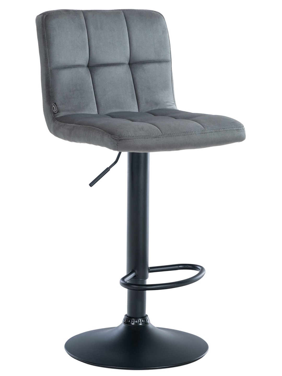 Tabouret de bar velours Pérou, gris foncé