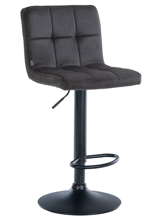 Tabouret de bar velours Pérou, noir