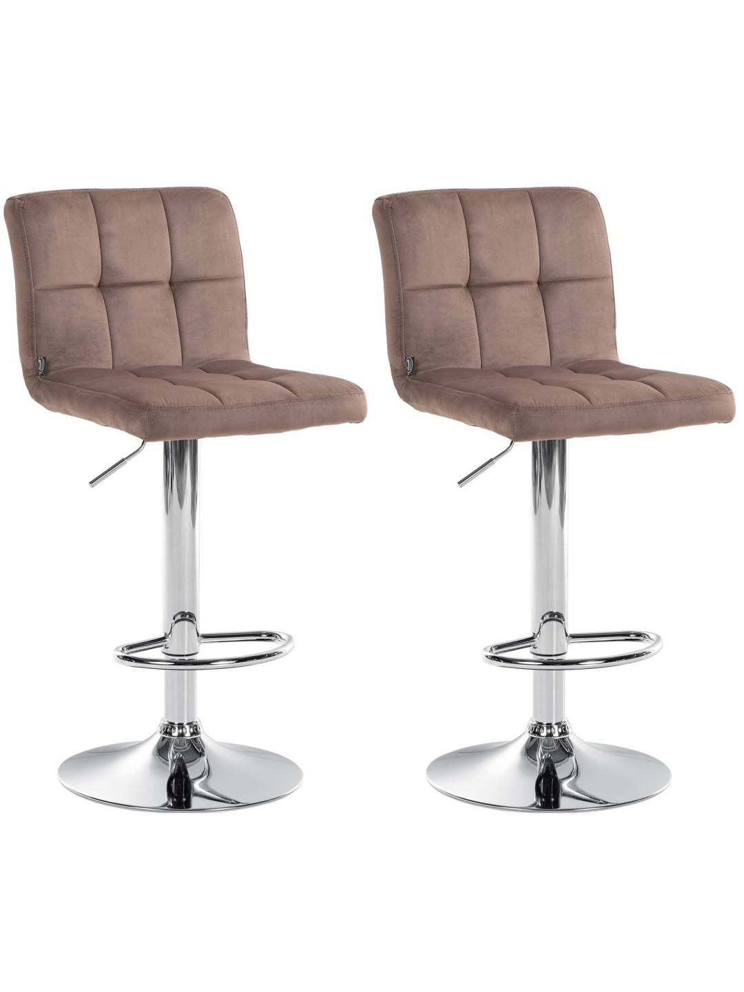 Lot de 2 tabourets de bar Peru velours chrome, brun