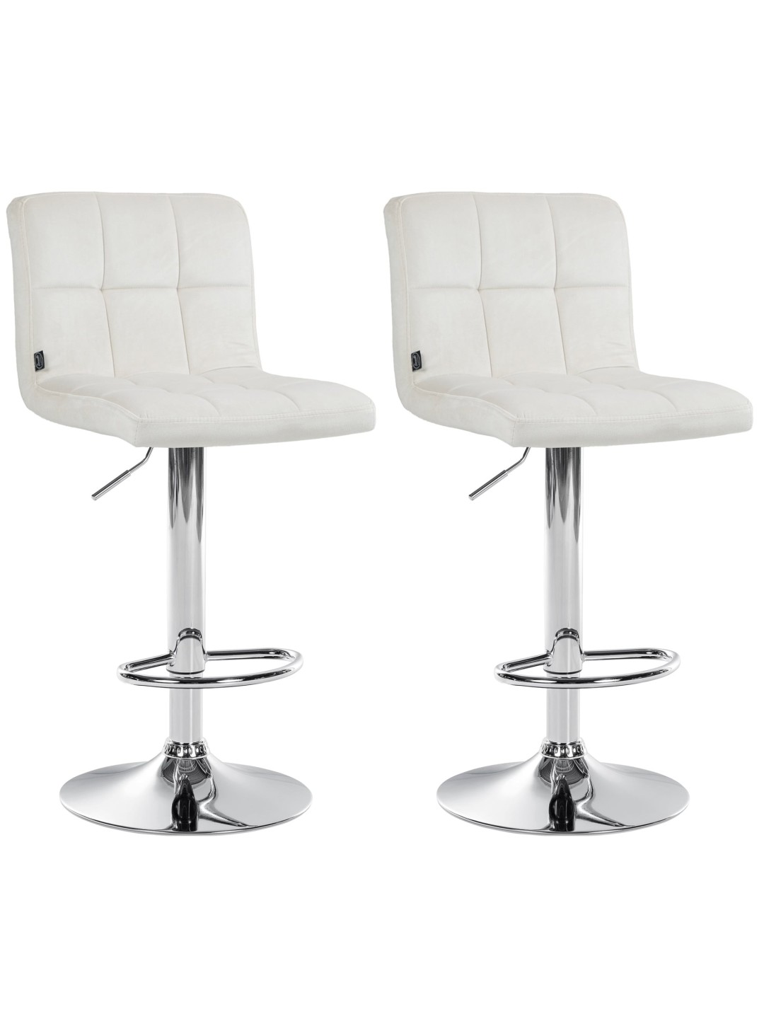 Lot de 2 tabourets de bar Peru velours chrome, crème
