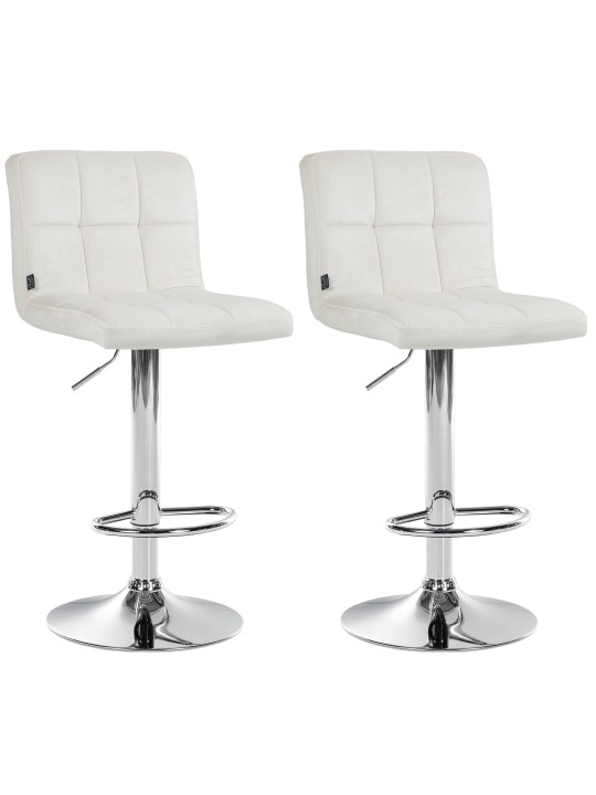 Lot de 2 tabourets de bar Peru velours chrome, crème