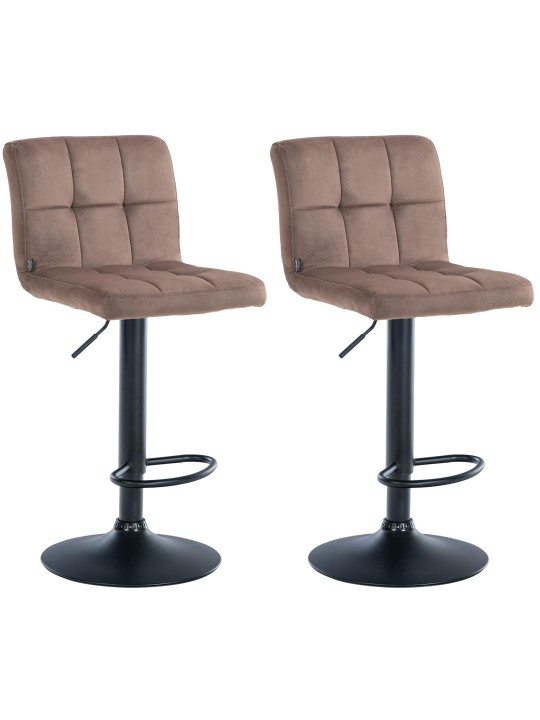 Lot de 2 tabourets de bar velours Pérou, brun