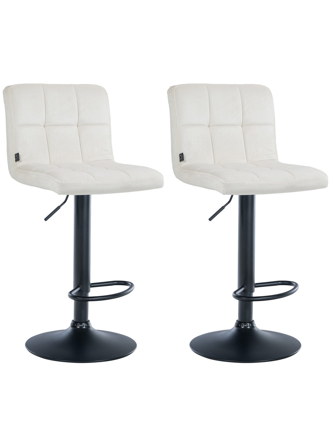 Lot de 2 tabourets de bar velours Pérou, crème