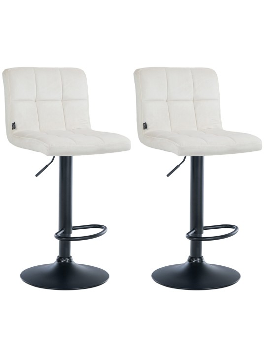 Lot de 2 tabourets de bar velours Pérou, crème