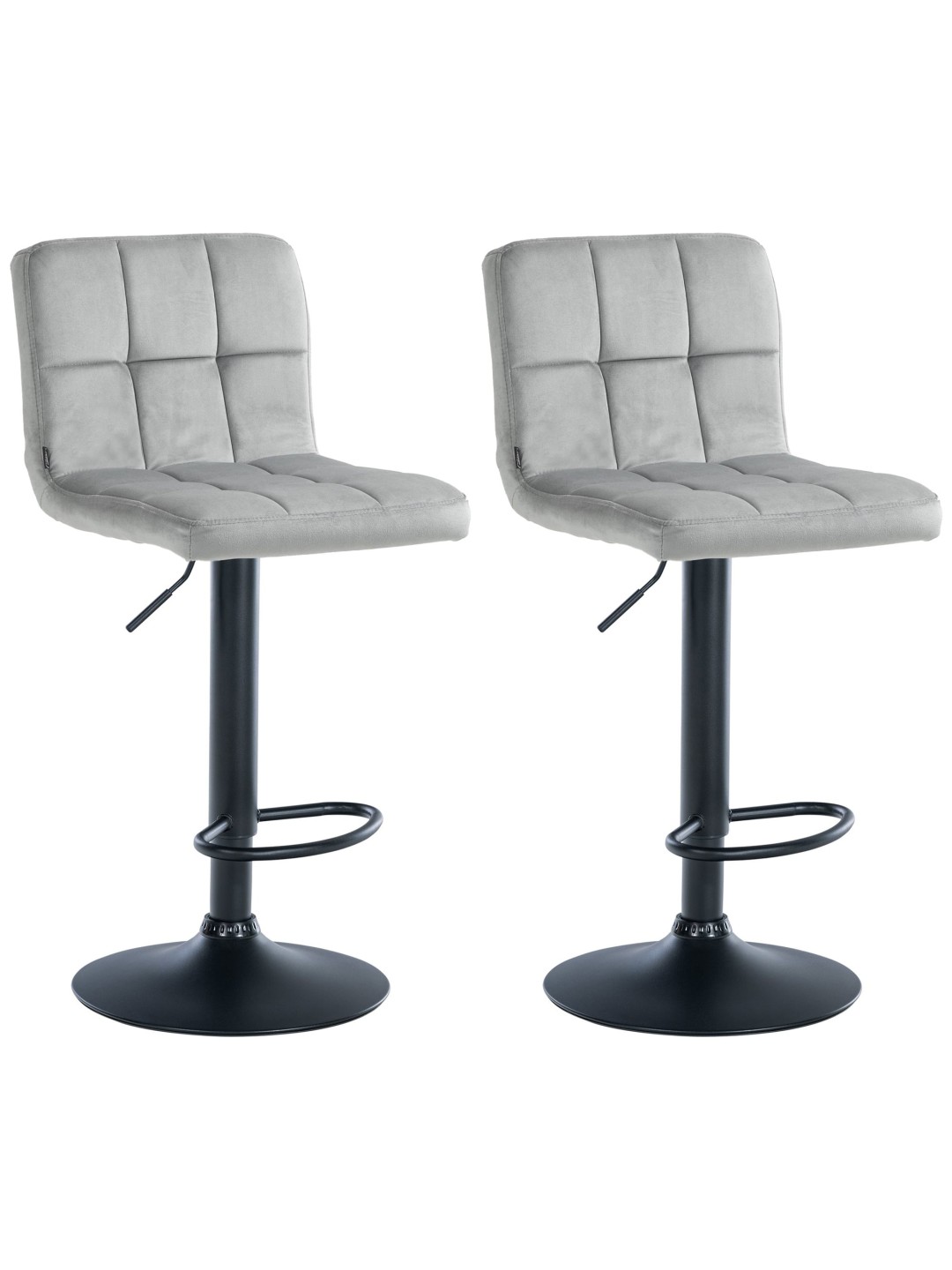 Lot de 2 tabourets de bar velours Pérou, gris