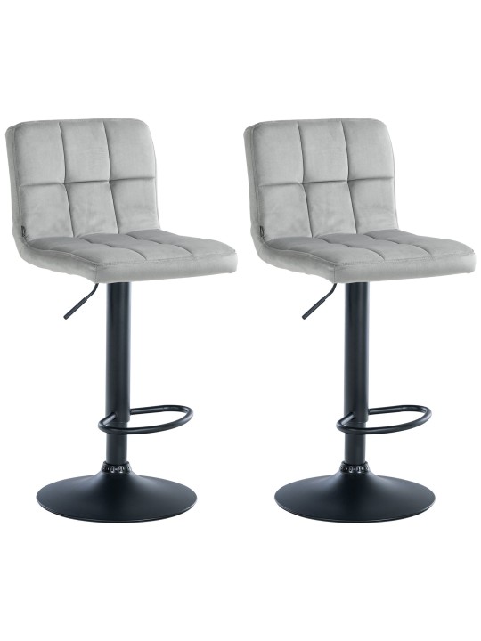 Lot de 2 tabourets de bar velours Pérou, gris