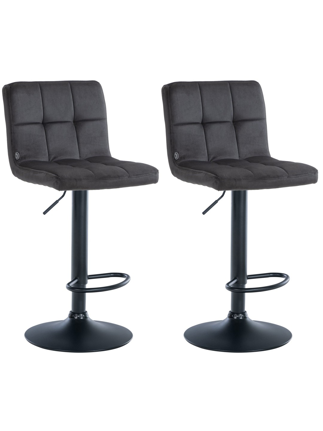 Lot de 2 tabourets de bar velours Pérou, noir