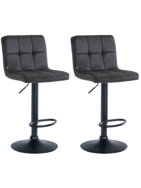 Lot de 2 tabourets de bar velours Pérou, noir