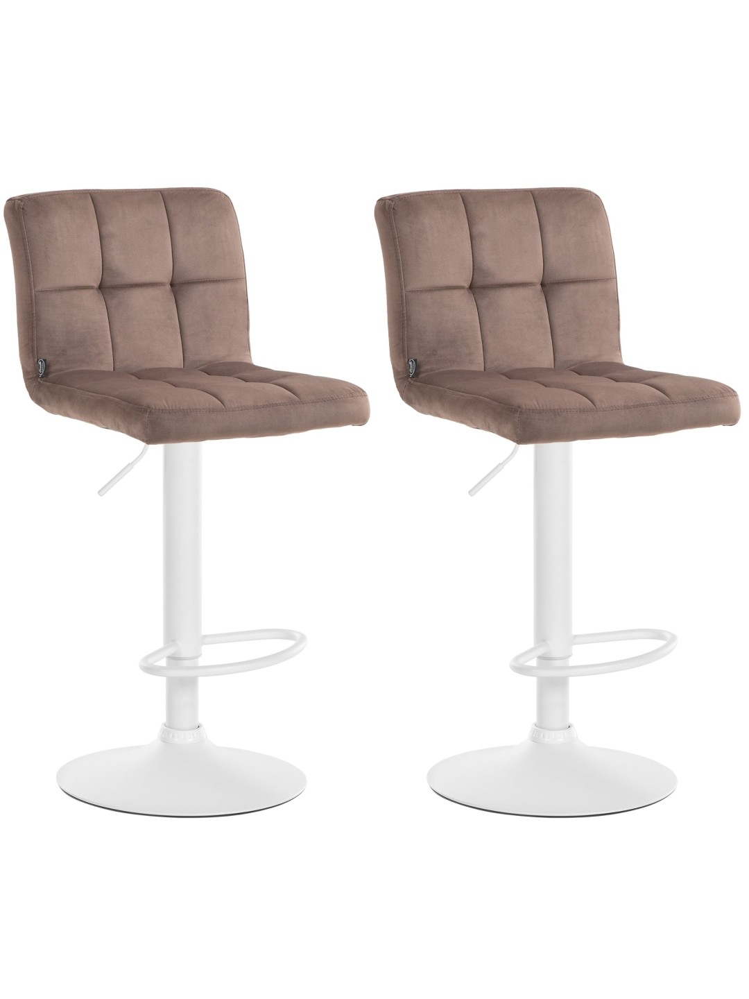 Lot de 2 tabourets de bar velours Pérou, brun