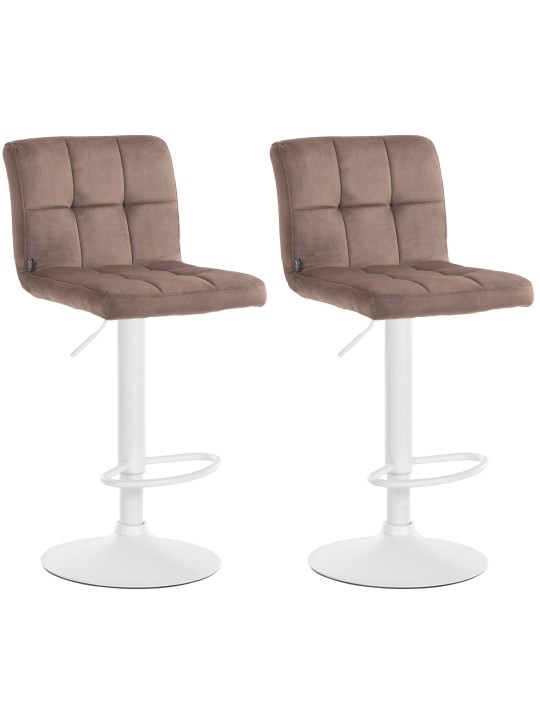Lot de 2 tabourets de bar velours Pérou, brun