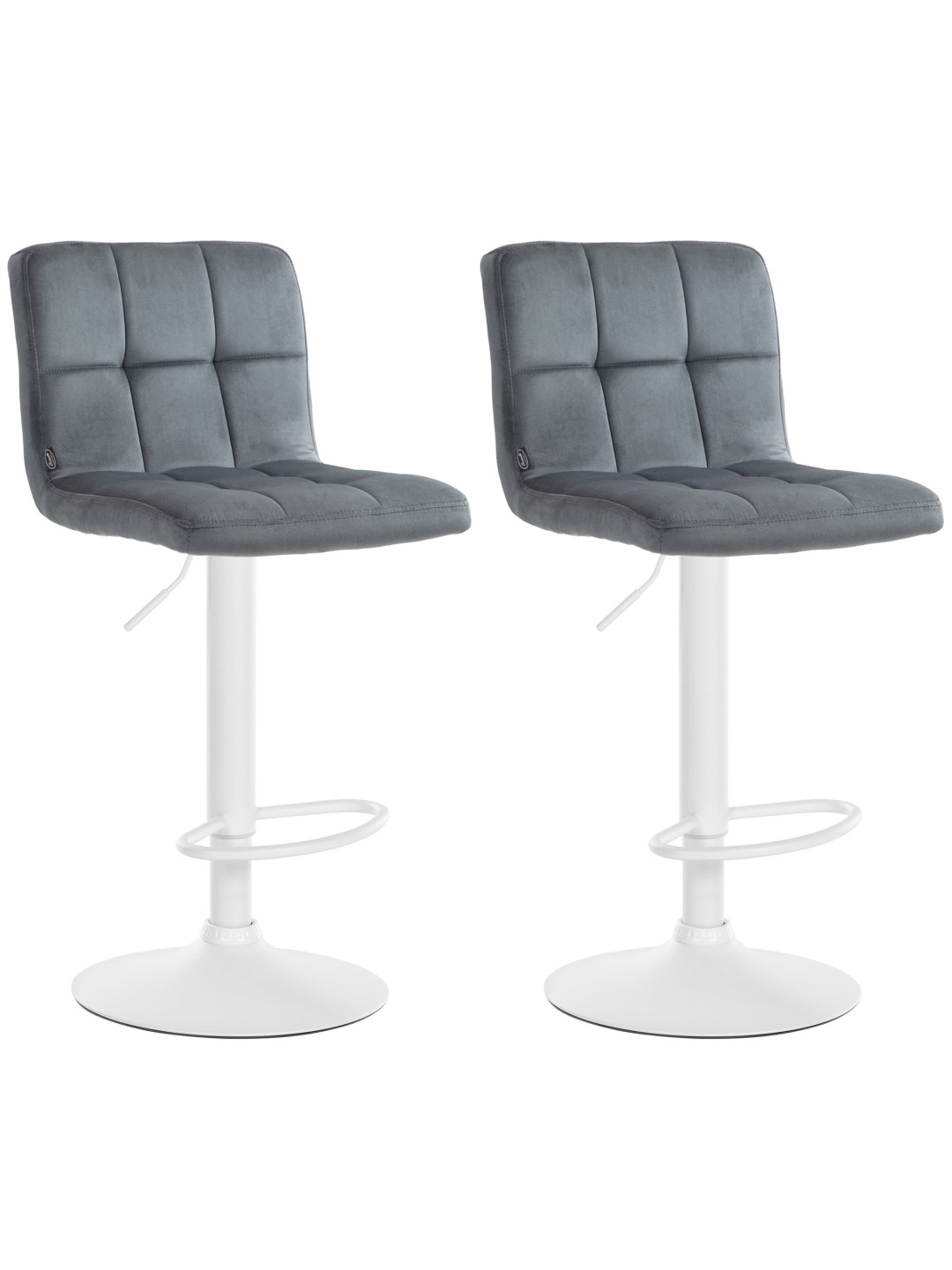 Lot de 2 tabourets de bar velours Pérou, gris foncé