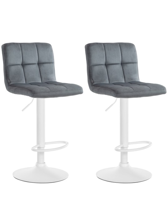 Lot de 2 tabourets de bar velours Pérou, gris foncé