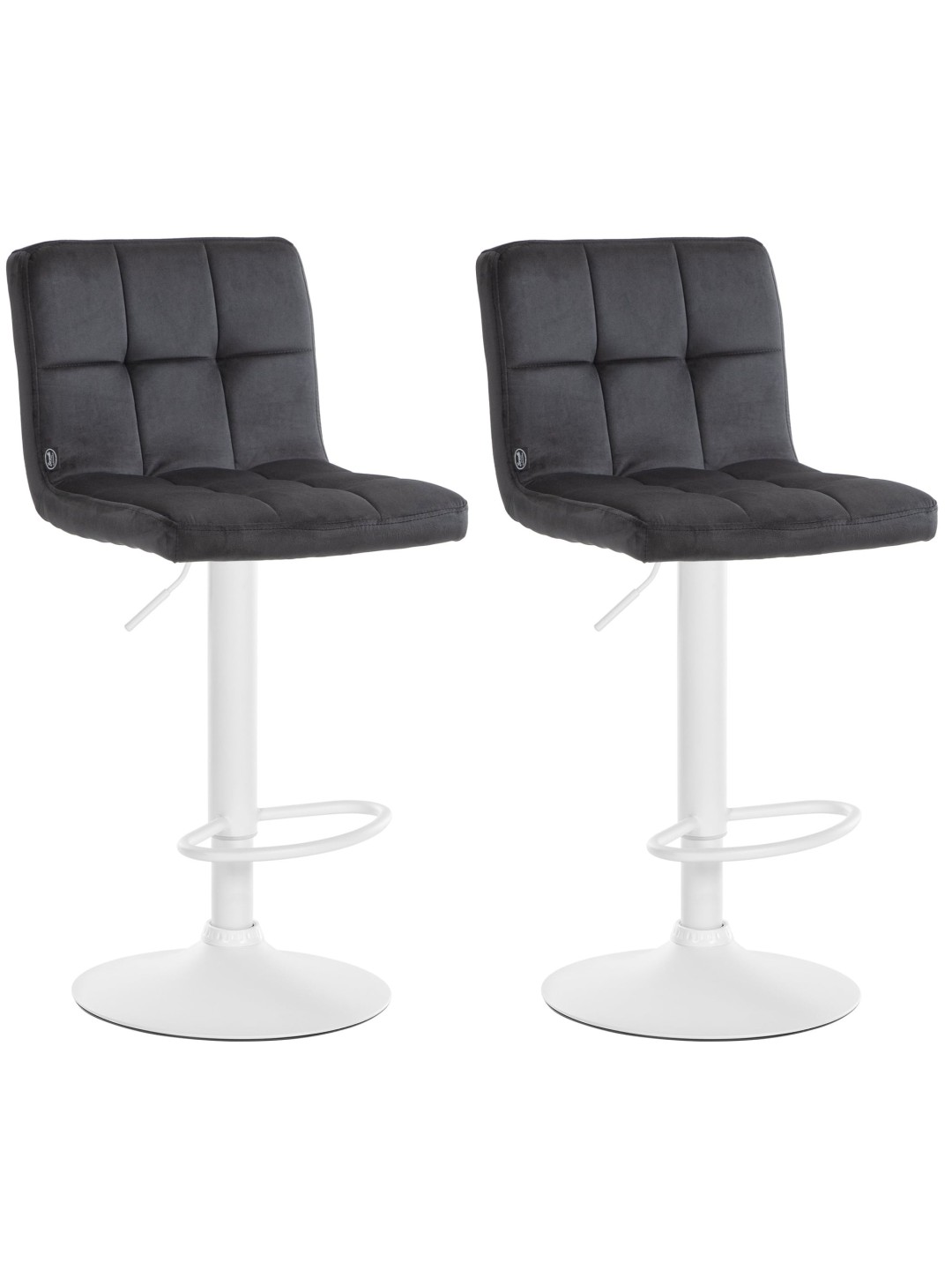 Lot de 2 tabourets de bar velours Pérou, noir