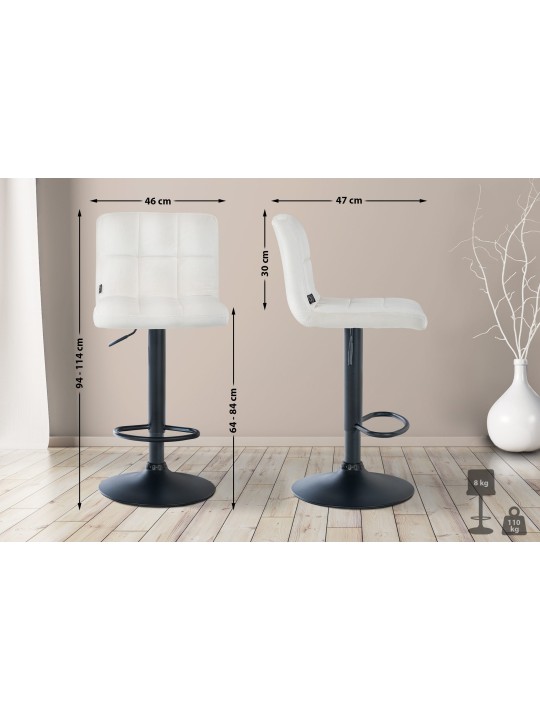 Lot de 2 tabourets de bar velours Pérou, crème