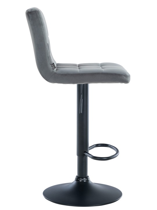 Lot de 2 tabourets de bar velours Pérou, gris foncé