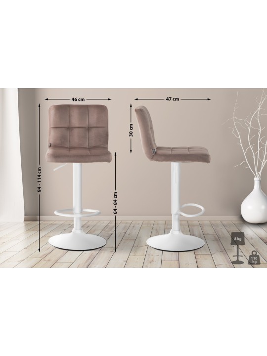 Lot de 2 tabourets de bar velours Pérou, brun