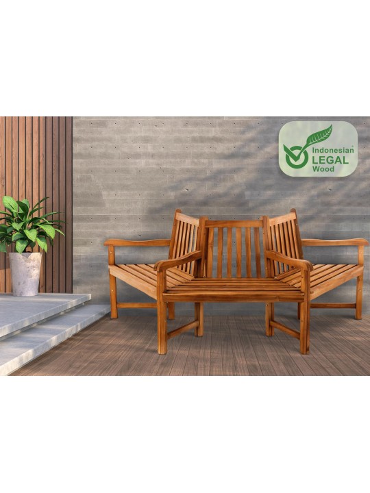 Banc d'arbre Kenna avec accoudoir semi-circulaire 200 cm, teck