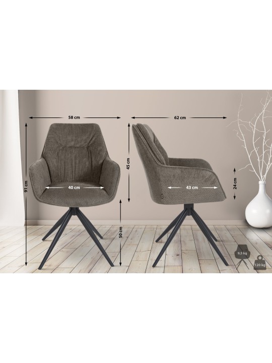Chaise de salle à manger Jules tissu, gris foncé Chaise de salle à manger Jules tissu, gris foncé