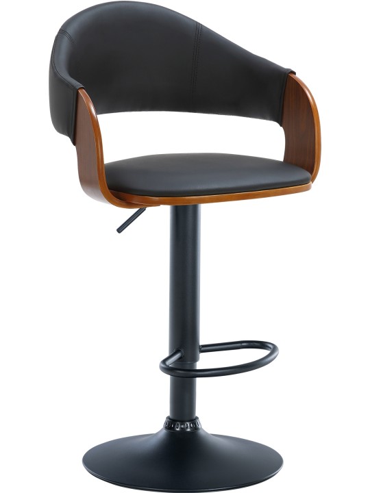 Lot de 2 tabourets de bar Nilse simili cuir, noyer/noir