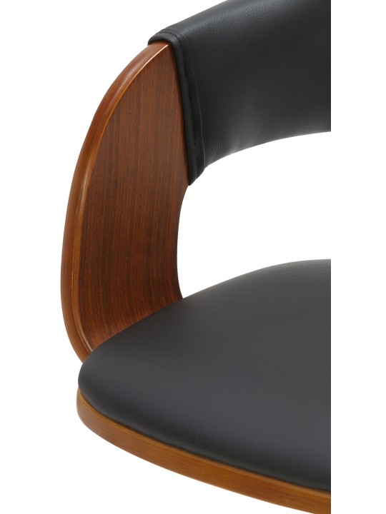 Lot de 2 tabourets de bar Nilse simili cuir, noyer/noir