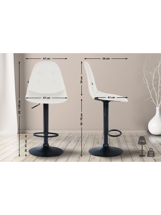 Tabouret de bar Elmore simili cuir B, blanc