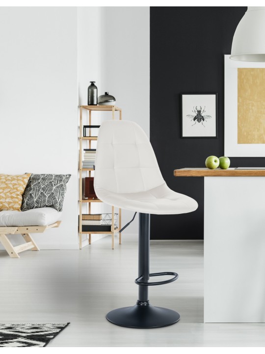 Tabouret de bar Elmore simili cuir B, blanc