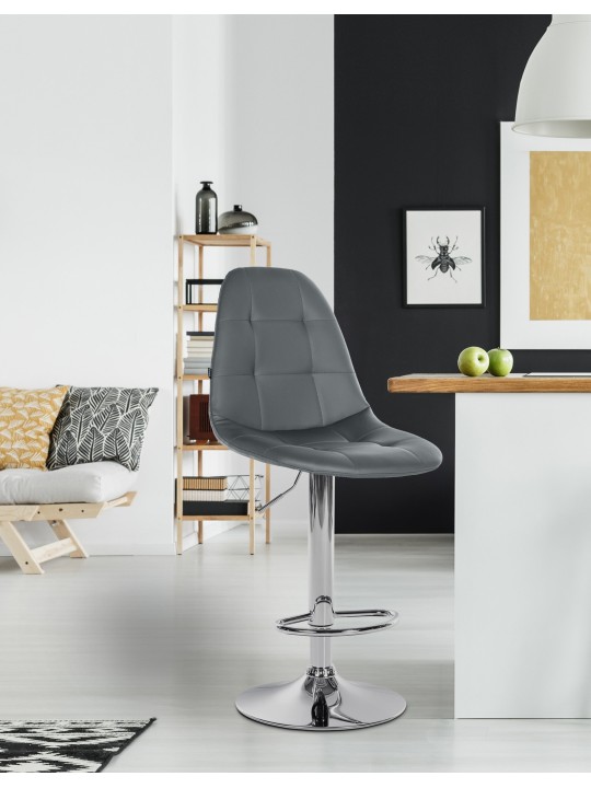 Tabouret de bar Elmore simili cuir C, gris