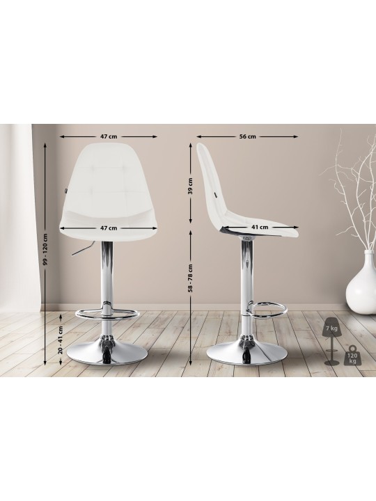 Tabouret de bar Elmore simili cuir C, blanc