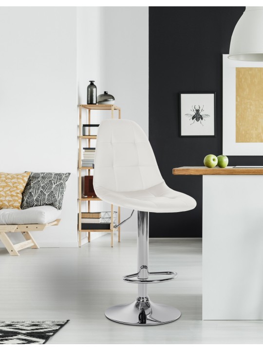 Tabouret de bar Elmore simili cuir C, blanc