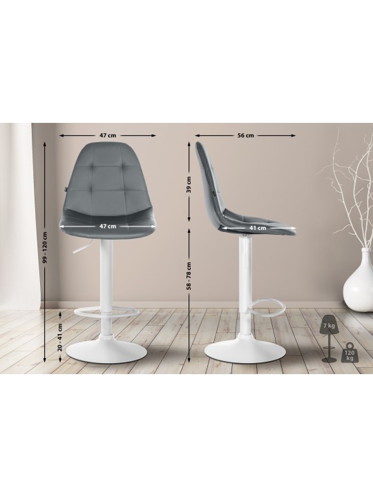 Tabouret de bar Elmore simili cuir W, gris Tabouret de bar Elmore simili cuir W, gris