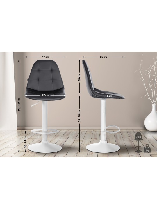 Tabouret de bar Elmore simili cuir W, noir