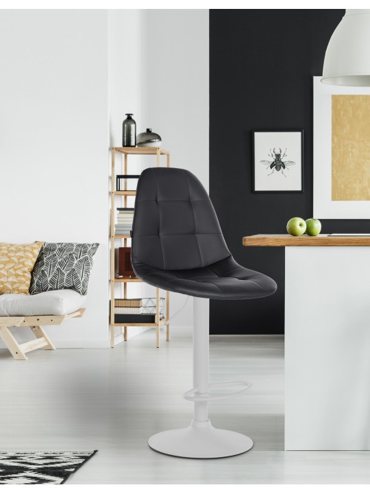 Tabouret de bar Elmore simili cuir W, noir