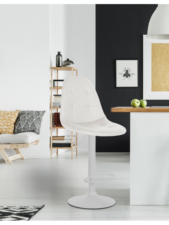 Tabouret de bar Elmore simili cuir W, blanc