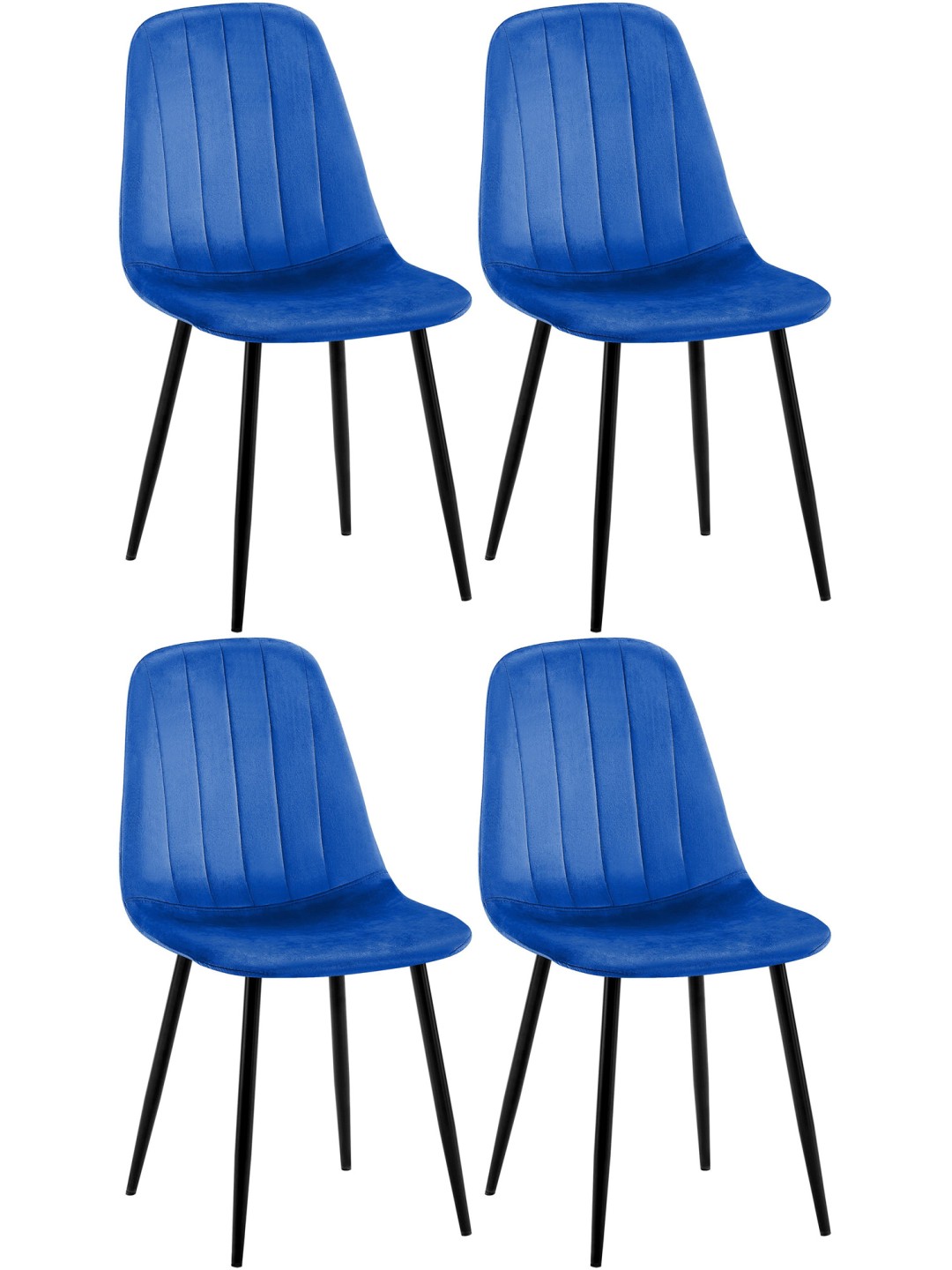 Lot de 4 chaises de salle à manger Baxter velours, bleu