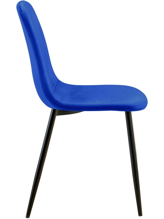 Lot de 4 chaises de salle à manger Baxter velours, bleu