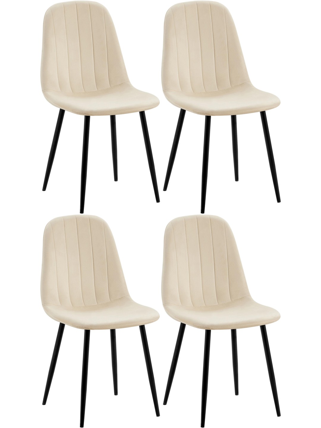 Lot de 4 chaises de salle à manger Baxter velours, crème