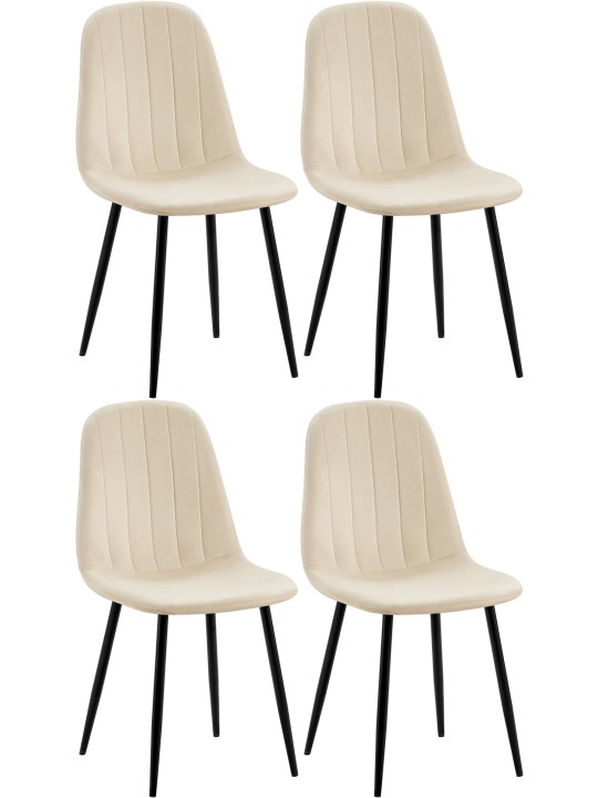 Lot de 4 chaises de salle à manger Baxter velours, crème