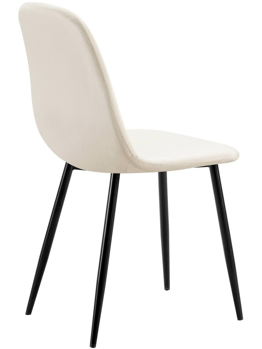 Lot de 4 chaises de salle à manger Baxter velours, blanc crème