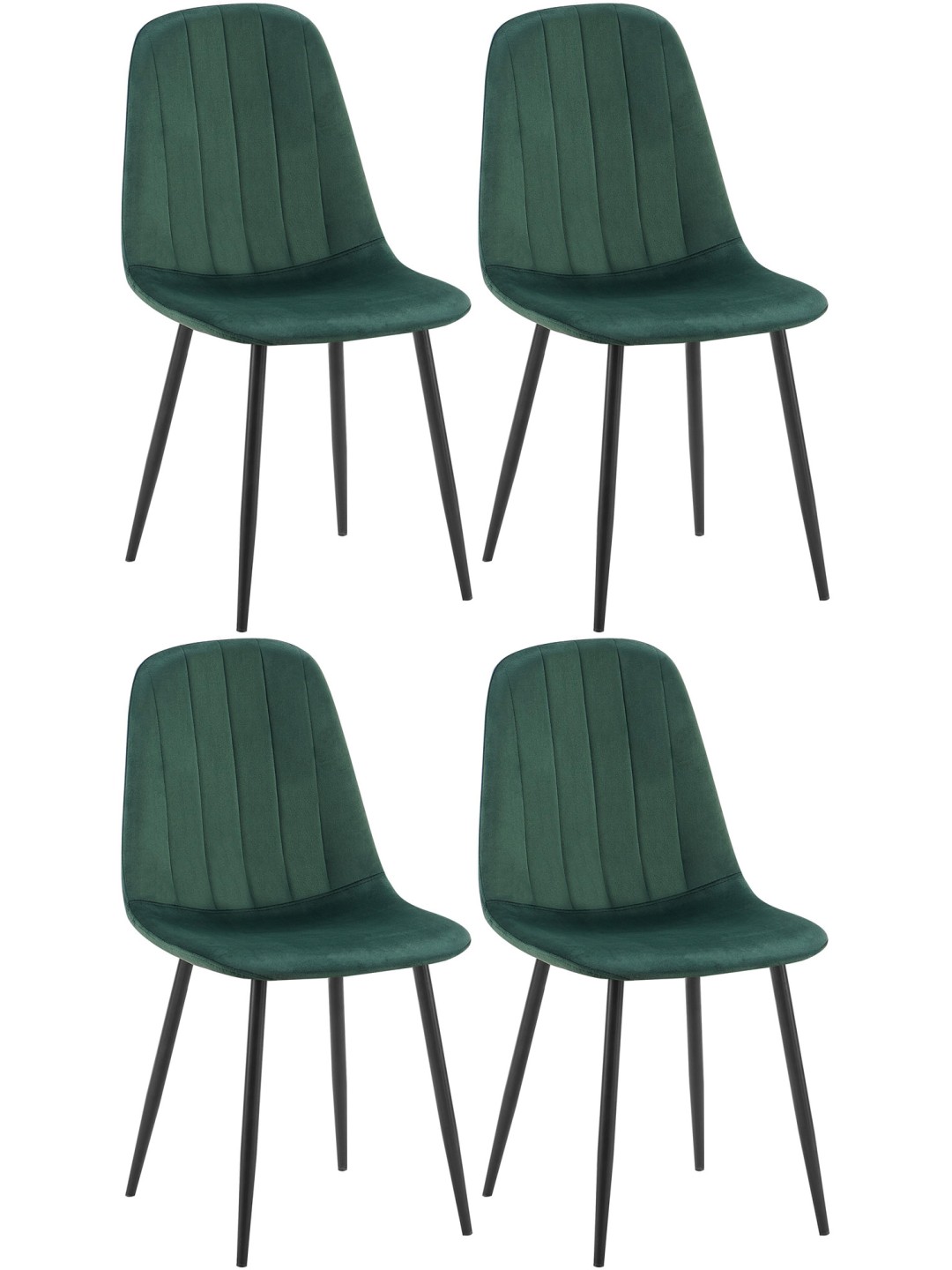 Lot de 4 chaises de salle à manger Baxter velours, vert