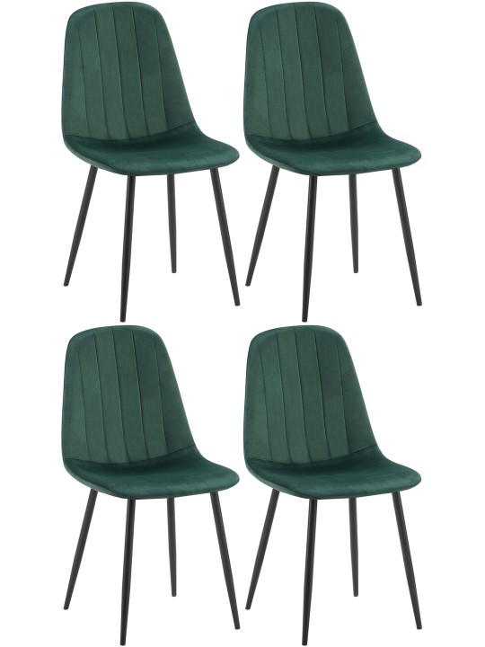 Lot de 4 chaises de salle à manger Baxter velours, vert