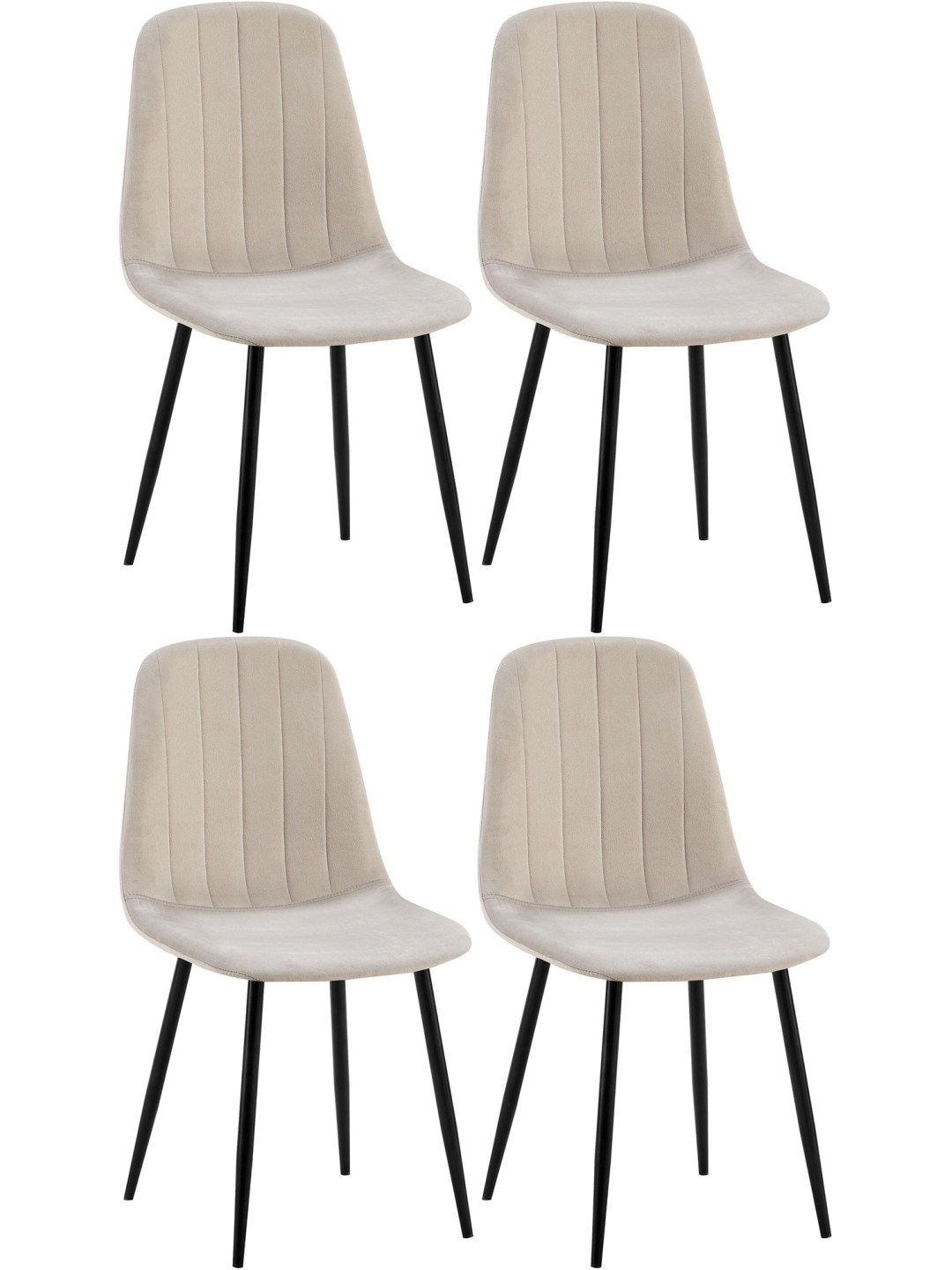 Lot de 4 chaises de salle à manger Baxter velours, gris