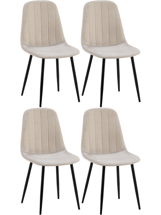 Lot de 4 chaises de salle à manger Baxter velours, gris