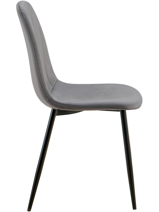 Lot de 4 chaises de salle à manger Baxter velours, gris foncé